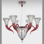 Люстра DZ 40050-8 Red/Clear E14 60W D700mm H750-1000mm