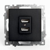 GLS10-7115-05 Розетка чёрная 2-местная USB (механизм), 250В, 2,1А