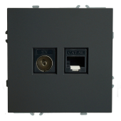 RST00-5106-05 Розетка TV + компьютерная RJ-45 (механизм), черный уголь.