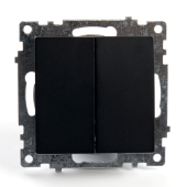 GLS10-7104-05 Выключатель черный 2-клавишный (механизм) 250В 10А