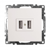 GLS10-7115-01  Зарядное устройство: USB-розетка белая 2-местная (механизм) 250B 2,1А