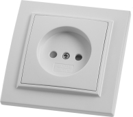 PST10-9009-01 Розетка STEKKER 1-местная, б/з, 220V, 16А, с шторкой, белая, серия Эрна
