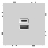 RST10-5115-01 Розетка 2-местная USB + Type C (механизм),250В,20W,белый фарфор