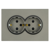 RST16-5114-09 Розетка 2-местная с крышкой с защ. штор, с/з ,250В,16А,антрацит