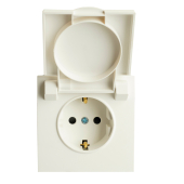 RST16-5112-01 Розетка 1-местная с крышкой с защ.штор,с/з,250В,16А,белый фарфор