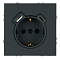 RST16-5119-05 Розетка 1-местная з/ш,с/з,16А+USB+TypeC(механизм), 250В,20W, черный уголь.