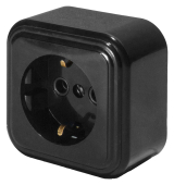 PST16-21-20 Розетка 1-местная с/з, 250В 16А IP20 черный