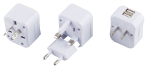 ADP6-125-20 Сетевой переходник (набор из 4 штук+2USB) EURO 3A/250V и 6A/125V ABS пластик, белый 