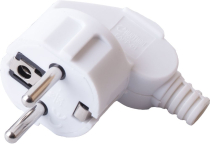 Вилка STEKKER PPG16-41-202 угловая с заземляющим контактом,  250В, 16A, IP20, белая