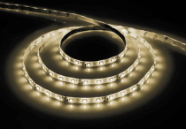 LS604, 60SMD(3528)/m 4.8W/m 12V IP65 1m теплый белый на белом основании