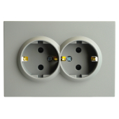RST16-5114-10 Розетка 2-местная с защитной шторкой,с/з,250В,16А,платиново-серый.