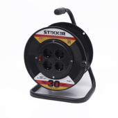 Удлинитель на катушке STEKKER STD01-41-30 4 гнезда с/з 3*1,5,пластик, черный, 30м