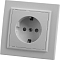 PST16-9010-01 Розетка STEKKER 1-местная, с/з, 220V, 16А, с шторкой, белая, серия Эрна
