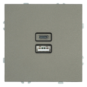 RST10-5115-09 Розетка 2-местная USB + Type C (механизм),250В,20W,антрацит