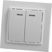 PSW10-9002-01 Выключатель 2-клавишный, с индикатором, скрытой установки, 220В, 10А, IP20, белый