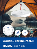 TH2502 Фонарь кемпинговый с карабином NLO-48 на бетерейках 4*AA 