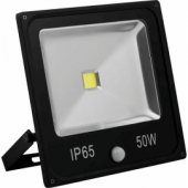 LL-863 квадратный 1COB*50W 6400K 230V черный IP65, 286*273*80 мм, прожектор с встроенным датчиком 