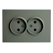 RST16-5116-10 Розетка 2-местная с защитной шторкой,б/з,250В,16А,платиново-серый.