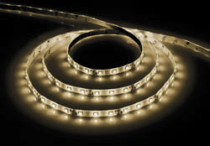 LS607, 60SMD(5050)/m 14.4W/m 12V 5m теплый белый на белом с драйвером ДЕМО-УПАКОВКА