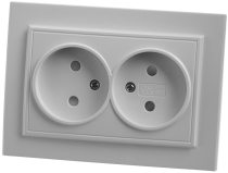 PST10-9013-01 Розетка STEKKER  2-местная б/з, 220В, 16А с защитной шторкой, белая, серия Эрна