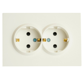 RST16-5114-01 Розетка 2-местная с защ.шторкой,с/з,250В,16А,белый фарфор