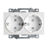 GLS16-7114-01 Розетка белая 2-местная с защитной шторкой с/з (механизм) 250В 16А