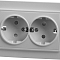 PST16-9014-01 Розетка STEKKER 2-местная, с/з, 220V, 16А, с шторкой, белая, серия Эрна