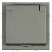 RST16-5112-09 Розетка 1-местная с крышкой с защ. штор, с/з ,250В,16А,антрацит