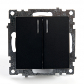 GLS10-7102-05 Выключатель черный 2-клавишный (механизм) с индикатором 250В 10А 