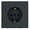 RST16-5110-05ZK Розетка 1-местная с з/ш,с/з (механизм), СЗК,250В,16А,черный уголь.