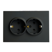 RST16-5114-05 Розетка 2-местная с защ.шторкой (механизм),с/з, 250В,16А, черный уголь.