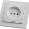 PST10-9009-01 Розетка STEKKER 1-местная, б/з, 220V, 16А, с шторкой, белая, серия Эрна