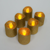 FL079 набор из 6 шт *1LED 42*38мм, чайных свечей, янтарный