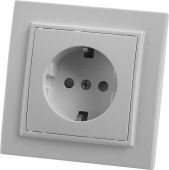 PST16-9010-01 Розетка STEKKER 1-местная, с/з, 220V, 16А, с шторкой, белая, серия Эрна