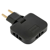 ADP10-23-22 Сетевой разветвитель 3-местный б/з, 250В, 10A, IP20, черный