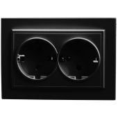 PST16-9014-03 Розетка 2-местная с/з, 250В, 16А с защитной шторкой, черный