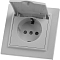 PST16-9012-01 Розетка STEKKER 1-местная, с/з, с крышкой, 220V, 16А, с шторкой, белая, серия Эрна