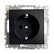 GLS16-7110-05 Розетка черная 1-местная с защитной шторкой с/з (механизм) 250В 16А